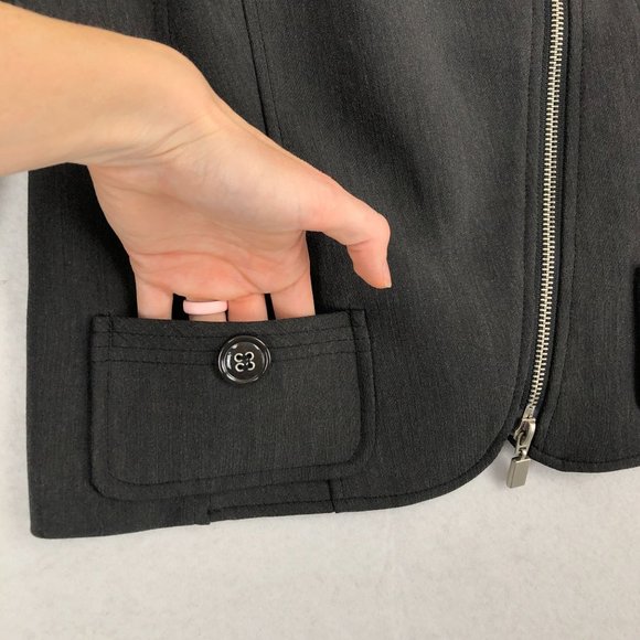 French Twist Women's Size 8 Dark Grey Asymmetrical Full Zip Collared Jacket - Picture 5 of 12